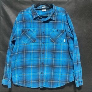 Colombia Lightweight Flannel Button Up Long Sleeve Shirt Blue Mens size XXL